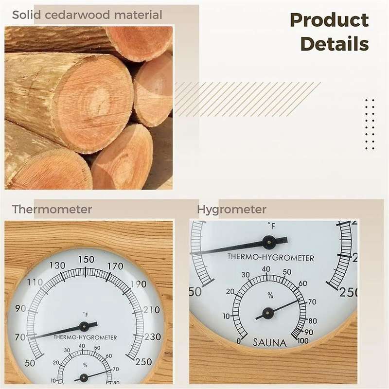 Wooden Sauna Hygrothermograph,Sauna Thermometer and Hygrometer,Indoor Humidity Temperature Measureme
