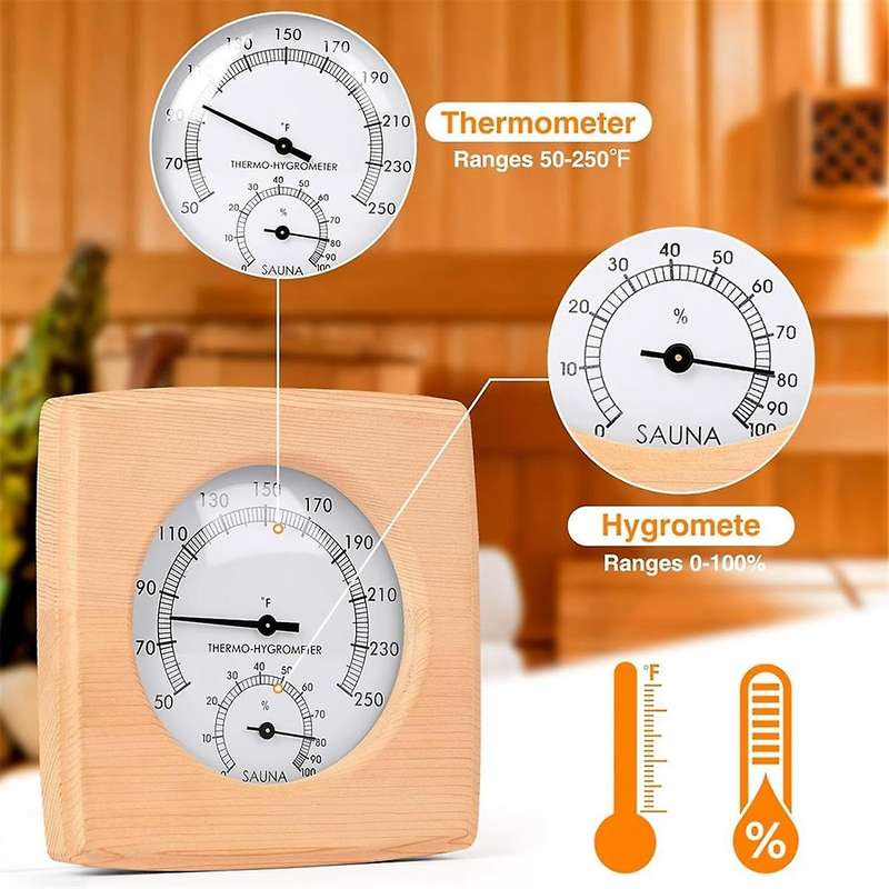 Wooden Sauna Hygrothermograph,Sauna Thermometer and Hygrometer,Indoor Humidity Temperature Measureme