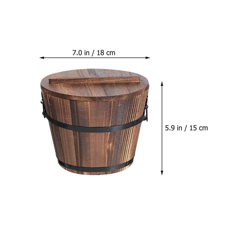 Wooden Rice Bucket Korean Bibimbap Bucket Japanese Cuisine Bucket Food Storage Container with Lid S