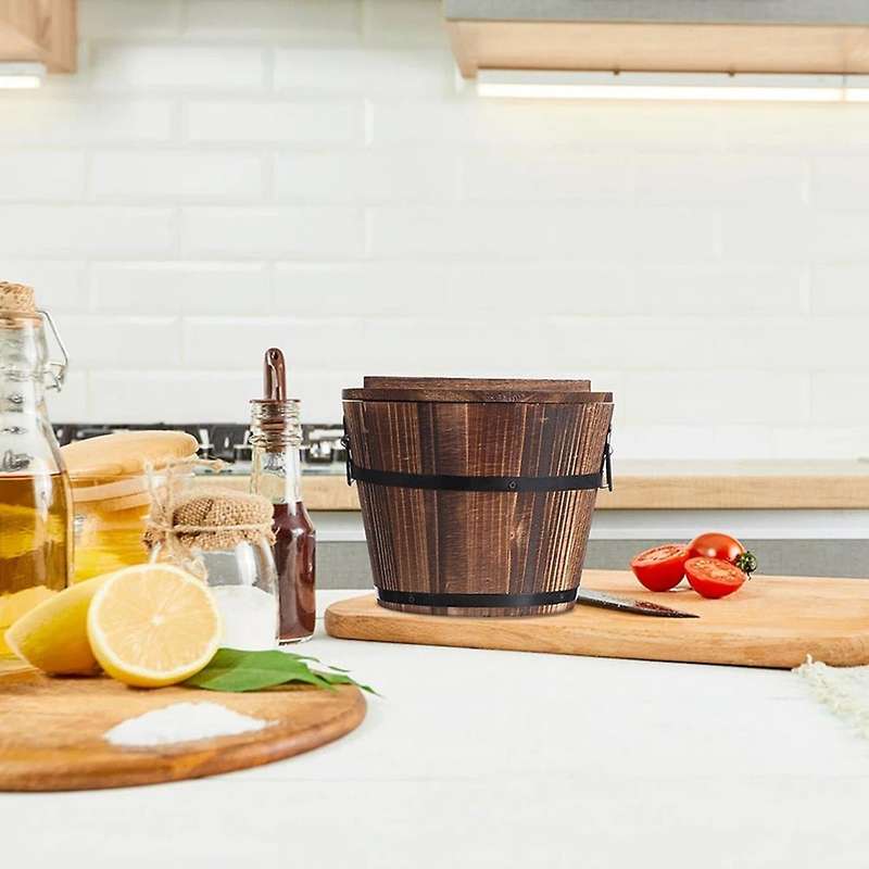Wooden Rice Bucket Korean Bibimbap Bucket Japanese Cuisine Bucket Food Storage Container with Lid S