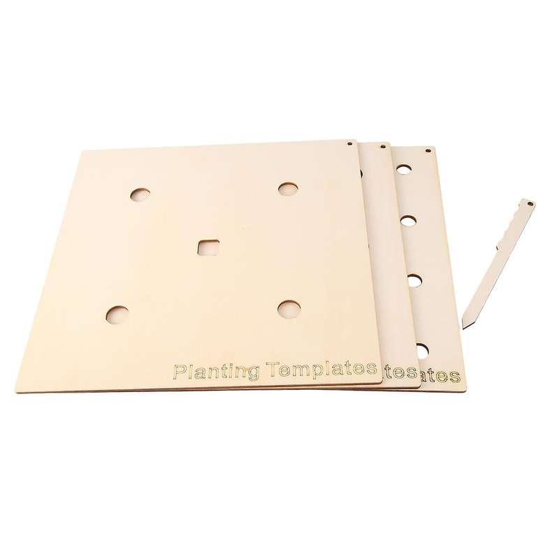 Wooden Planting Set, Square Foot Gardening Tools, Seed Planting Template with Planting Guide & Dibbe