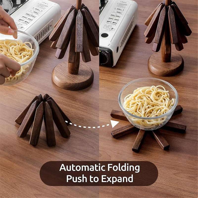 Wooden Trivets for Hot Dishes Tree Shape Trivet Set Coaster for Teapot Hot Pots (black Walnut)