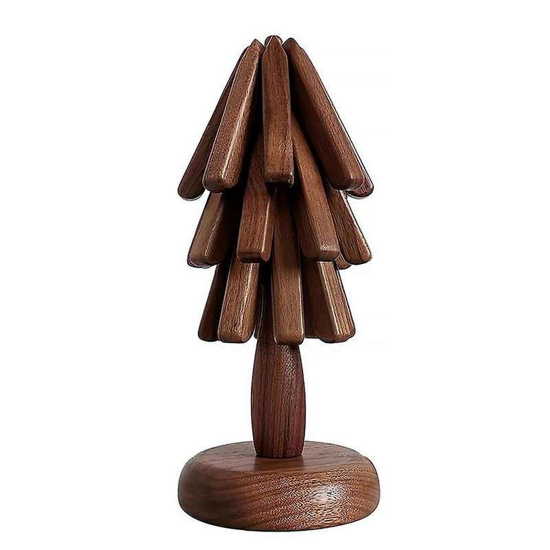 Wooden Trivets for Hot Dishes Tree Shape Trivet Set Coaster for Teapot Hot Pots (black Walnut)