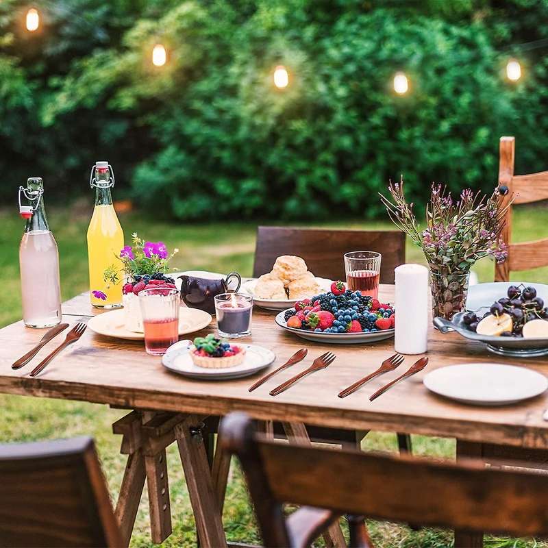 Wooden Spoon Fork Knife Cutlery Set Wooden Dinner Utensil Set Kitchen Wooden Flatware Cutlery Set (