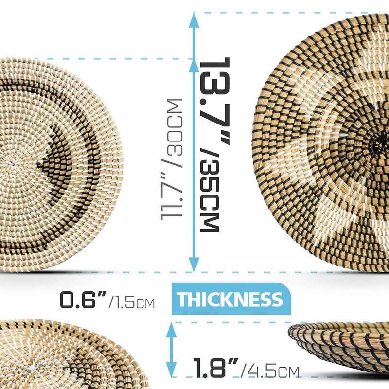 Woven Basket Wall Decor Set - Rattan Wall Decor - Wicker Wall Art - Woven Fruit Basket - Seagrass De