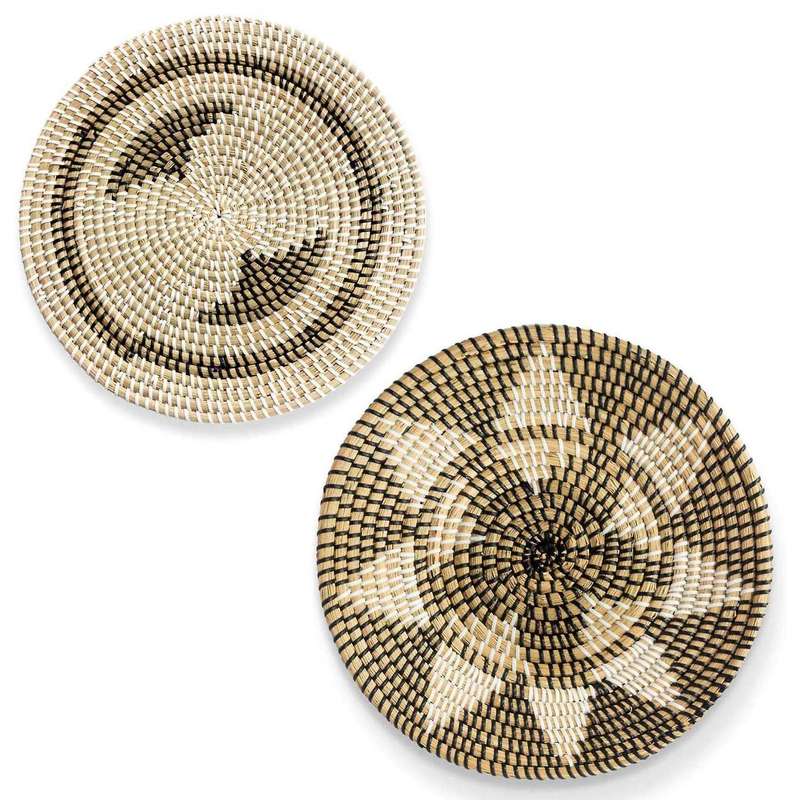 Woven Basket Wall Decor Set - Rattan Wall Decor - Wicker Wall Art - Woven Fruit Basket - Seagrass De