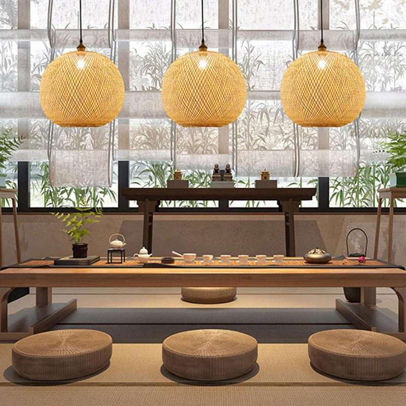 Woven Bamboo Pendant Light Creative Chandelier Rattan for Living Room Bar Retro Woven Pendant Light