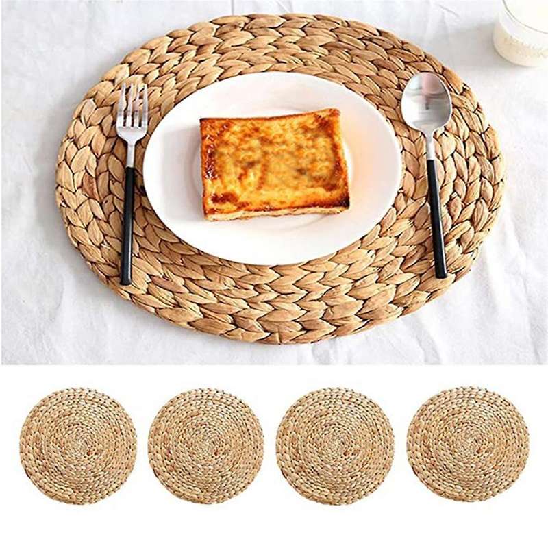 Woven Placemats, Round Placemats,Rattan Placemats,Round Woven Placemats Set, Heat-Resistant/Non- Di