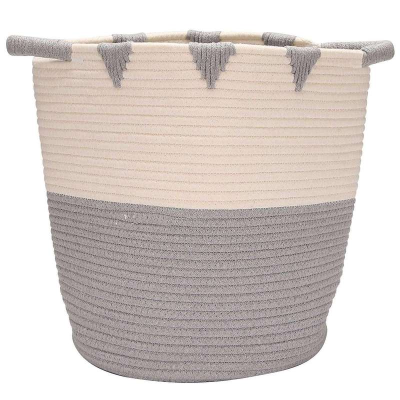 Woven Storage Basket Cotton Rope Toy Laundry Storage Basket Storage Bins for Toys Towels Blankets N