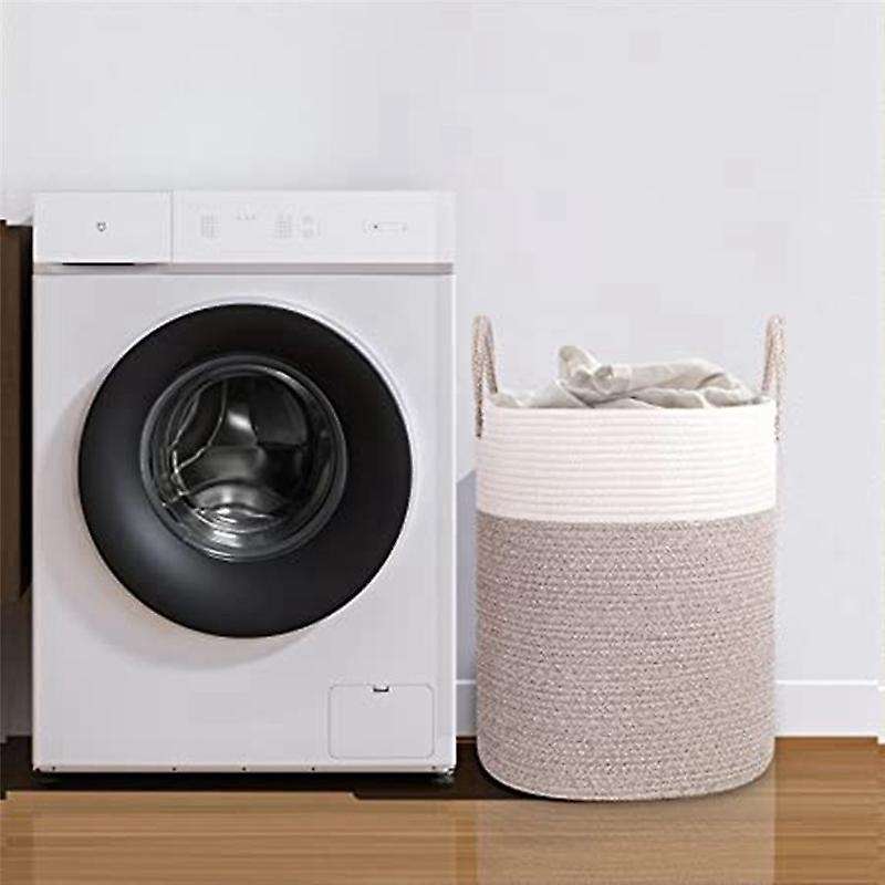 Woven Clothes Basket Knitted Clothes Basket Cotton Rope Foldable Clothes Basket Storage Basket Wardr