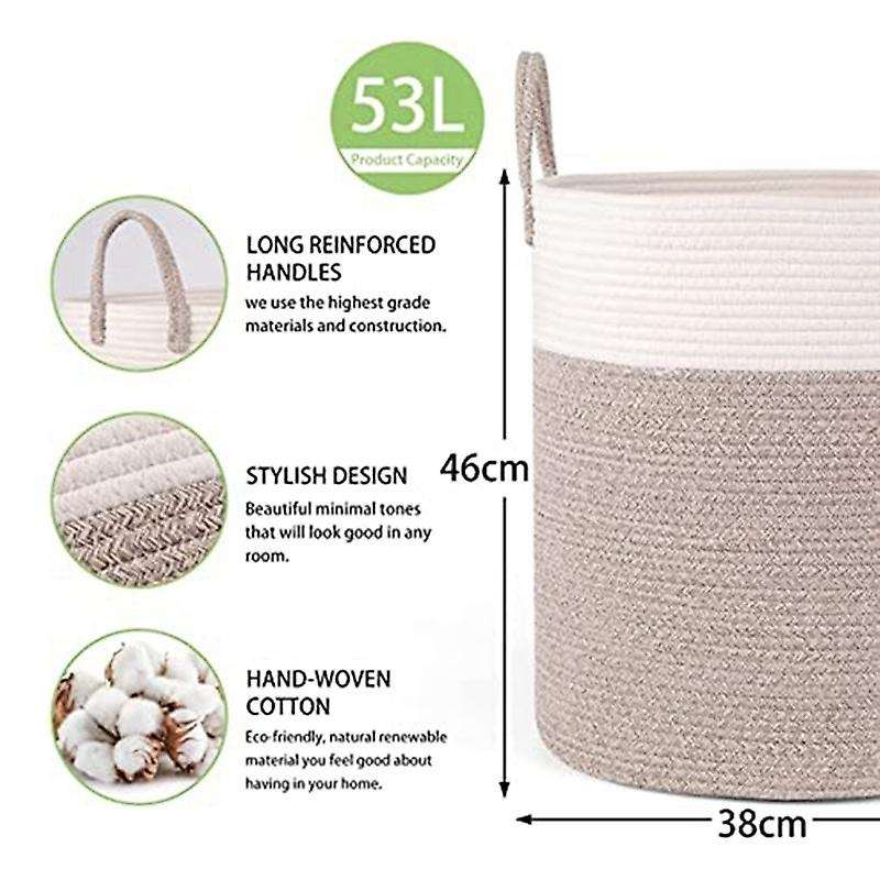 Woven Clothes Basket Knitted Clothes Basket Cotton Rope Foldable Clothes Basket Storage Basket Wardr
