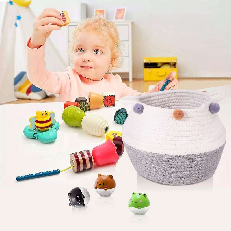 Woven Cotton Rope Hamper, for Dirty Clothes, Toys, Blanket In Bedroom, Living Room and Nursery Room