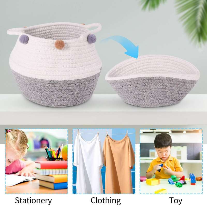 Woven Cotton Rope Hamper, for Dirty Clothes, Toys, Blanket In Bedroom, Living Room and Nursery Room