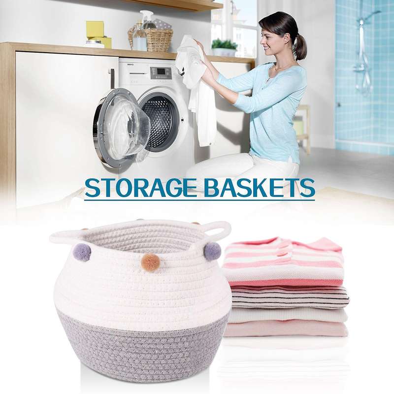Woven Cotton Rope Hamper, for Dirty Clothes, Toys, Blanket In Bedroom, Living Room and Nursery Room