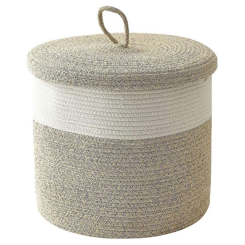 Woven Rope Basket with Lid Cotton Rope Woven Baskets for Organizing Large Laundry Baskets Hamper Bas