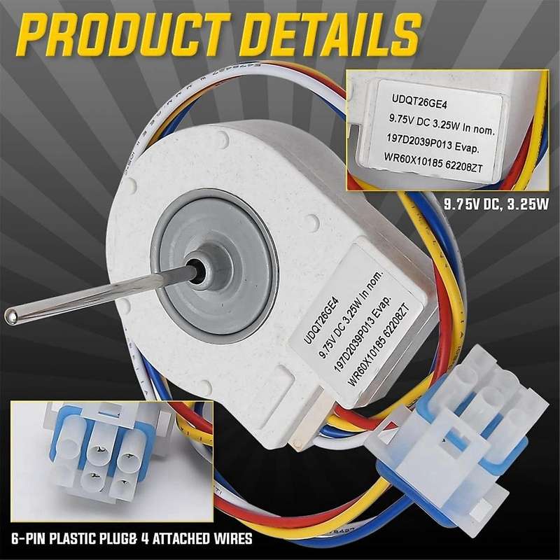 WR60X10185 Evaporator Fan Motor Suitable for & Refrigerators WR60X10043,WR60X10154 WR60X10043,WR60X