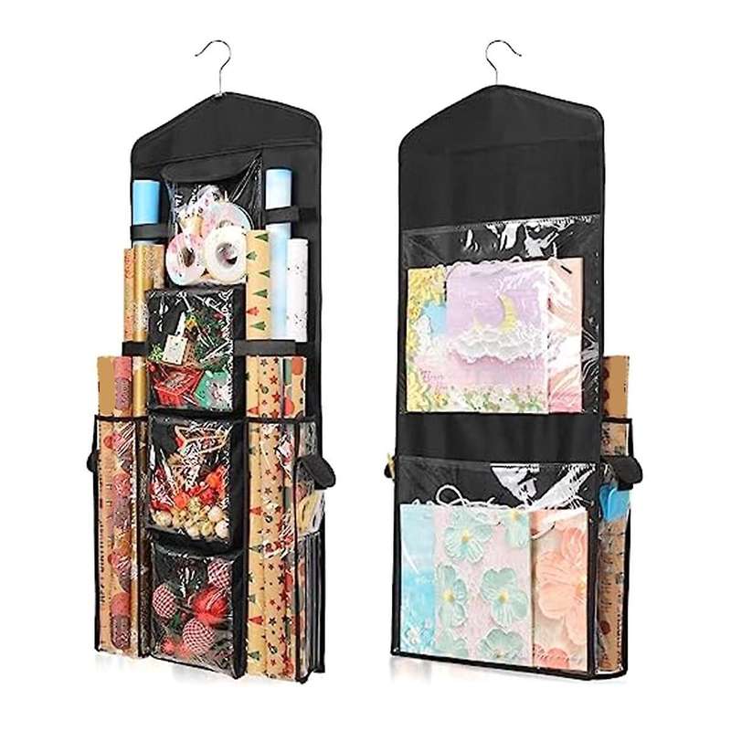 Wrapping Paper Storage, Gift Wrap Organizer Holder Double-sided Hanging Gift Bag Storage Organizer