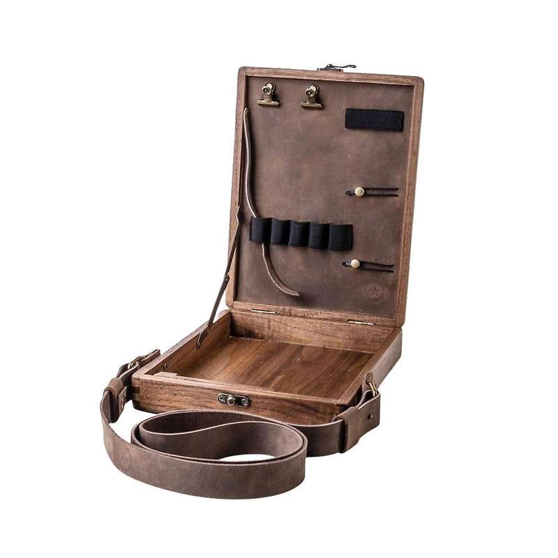 Writer Messenger Wooden Box Storage Writers Pen Artist Brush Retro Decorative Portable Shoulder Bag