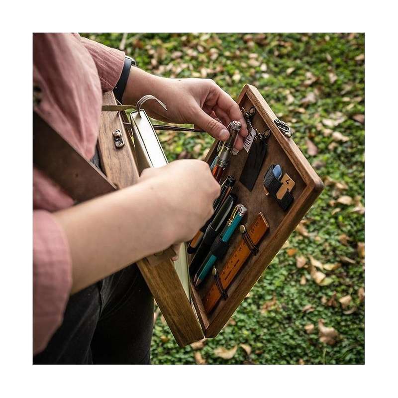 Writer Messenger Wooden Box Storage Writers Pen Artist Brush Retro Decorative Portable Shoulder Bag