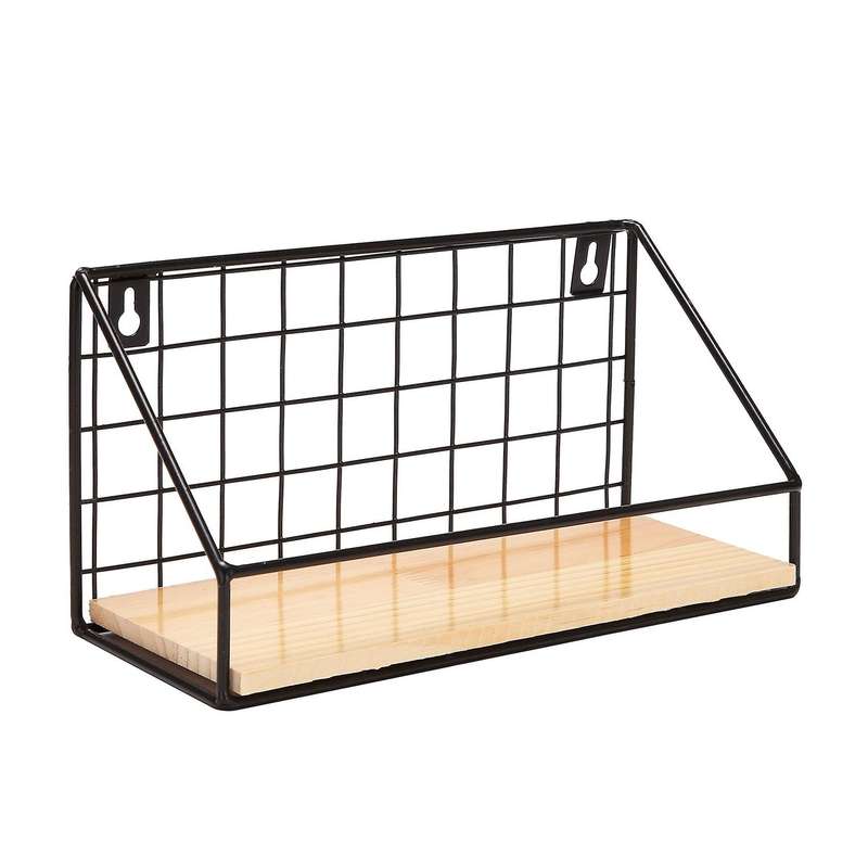 Wrought Iron Floating Shelves Wall Mounted Storage Rack Bedroom Wall Shelf Punch-Free Rack