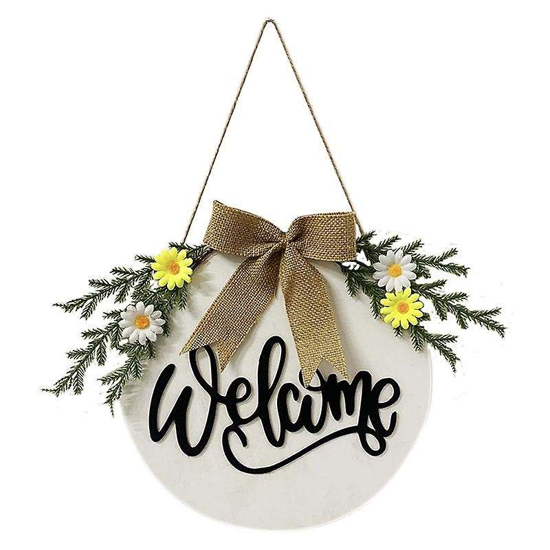 Wreath Door Hanger Welcome Sign for Farmhouse,Rustic Wooden Door Hangers Front Porch Decor Outdoor