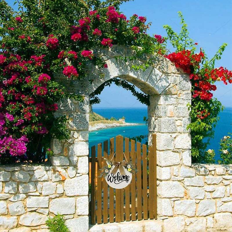 Wreath Door Hanger Welcome Sign for Farmhouse,Rustic Wooden Door Hangers Front Porch Decor Outdoor