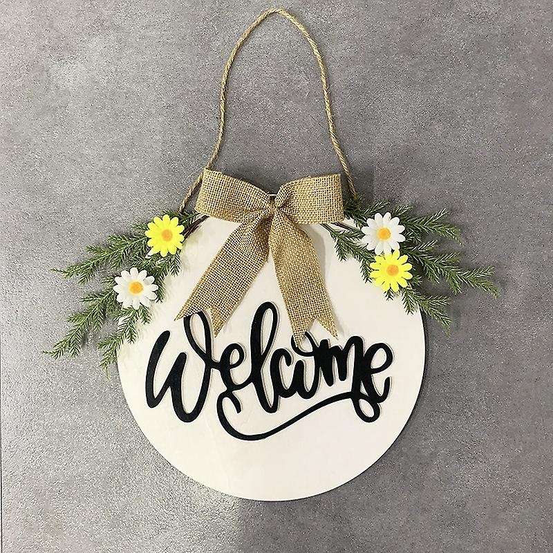 Wreath Door Hanger Welcome Sign for Farmhouse,Rustic Wooden Door Hangers Front Porch Decor Outdoor