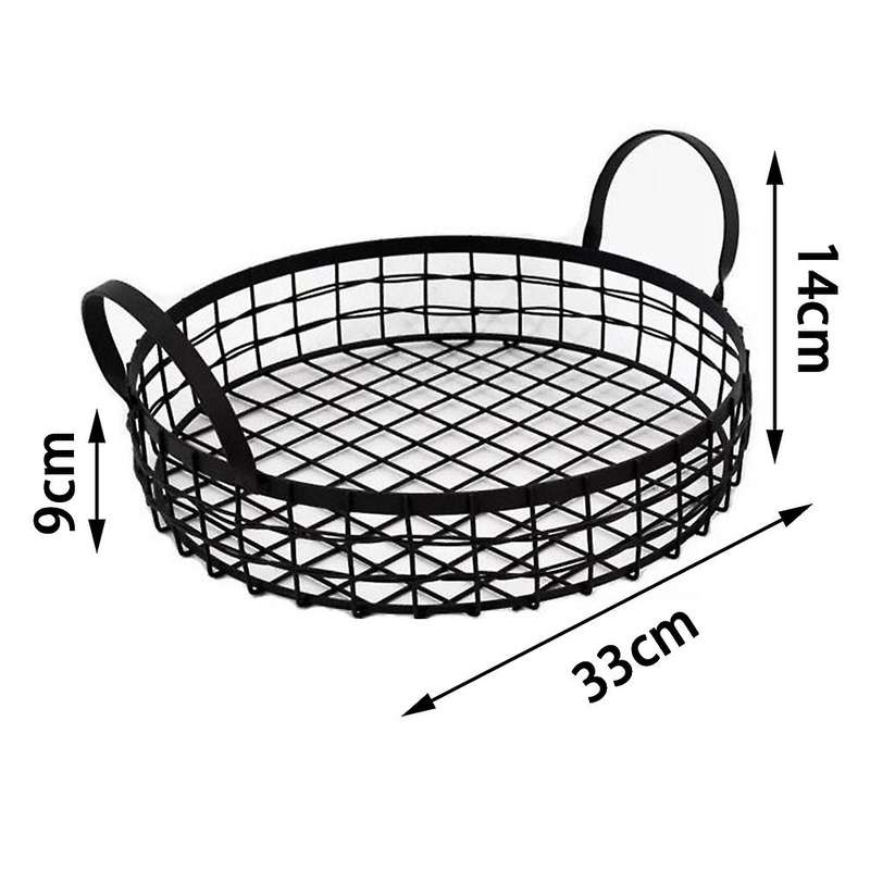 Wrought Iron Storage Hamper Metal Home Desktop Bread Snack Basket Binaural Fruit Basket Candy Basket