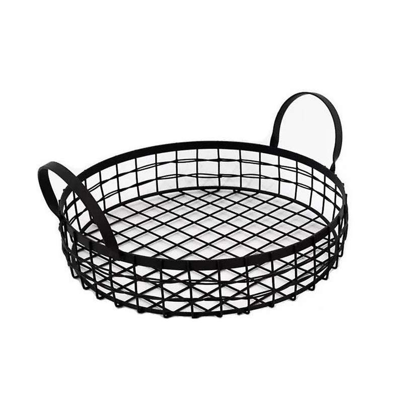 Wrought Iron Storage Hamper Metal Home Desktop Bread Snack Basket Binaural Fruit Basket Candy Basket