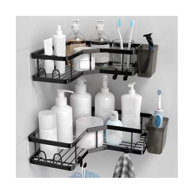 Wrought Iron Triangle Rack Bathroom Punching-free Storage Rack Bathroom Wall-hung Toiletries Finishi
