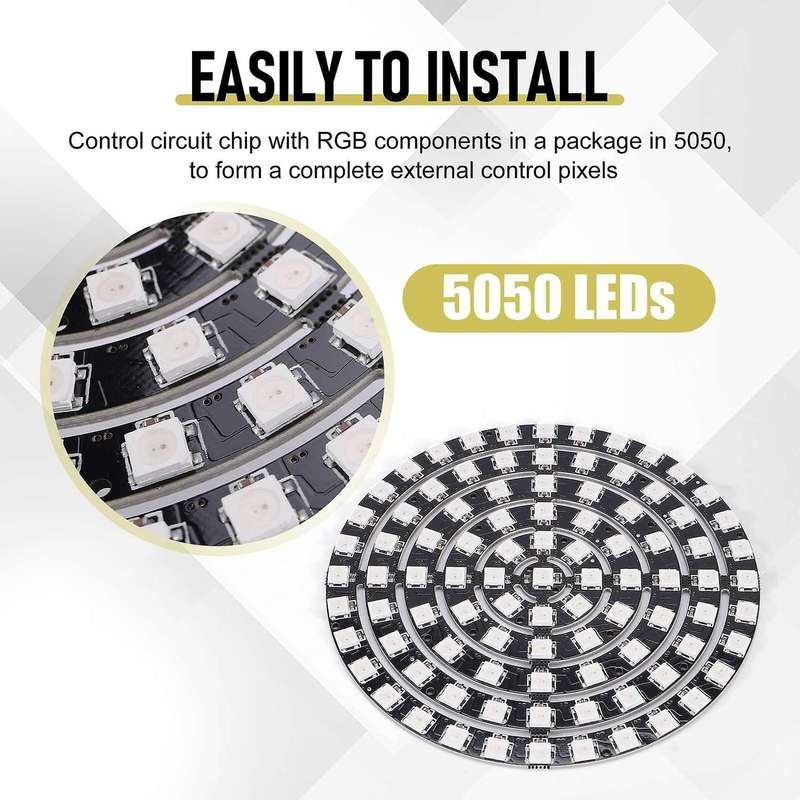 Ws2812 Sk6812 Radius 110mm Led Ring 5050 Dc5v Diy Led Ring Built-in Rgb Addressable Led Ring 93 Bit
