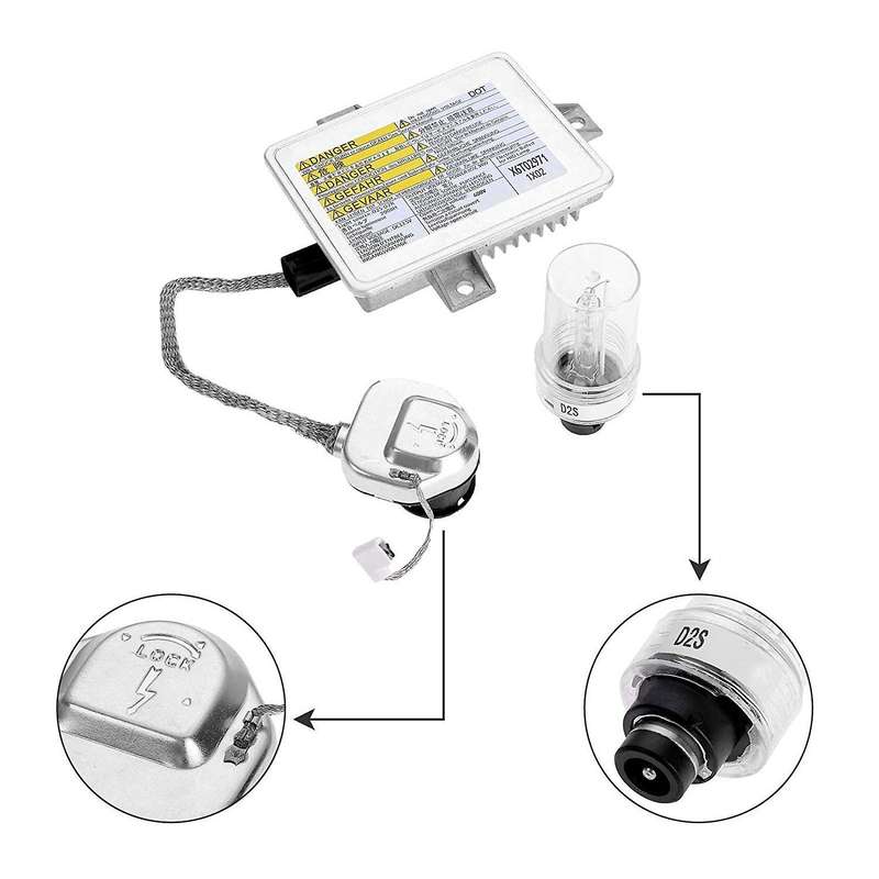 X6T02971 W3T10471 X6T02991 33119-S0K-A10 HID Headlight Ballast with Igniter and D2S Bulb & Power Cab