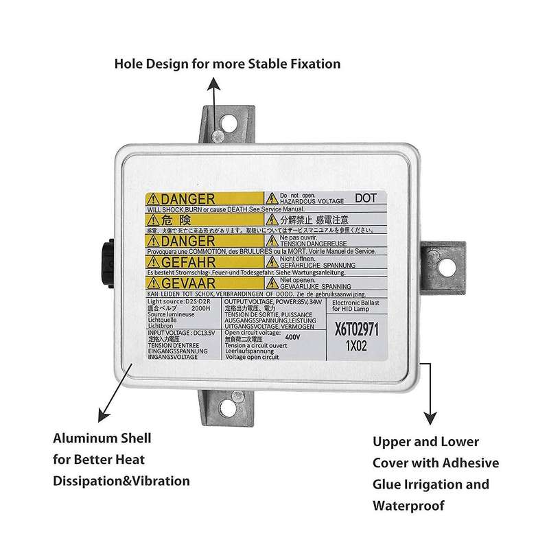 X6T02971 W3T10471 X6T02991 33119-S0K-A10 HID Headlight Ballast with Igniter and D2S Bulb & Power Cab