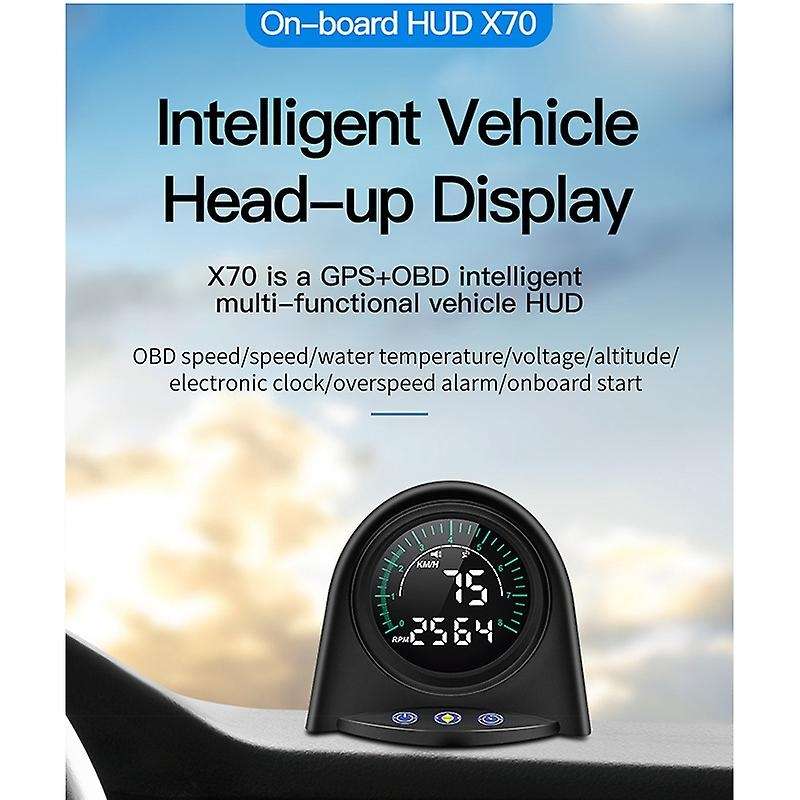 X70 OBD OBD2 HUD Speedometer Code Reader Engine RPM Monitor Speed Alarm /