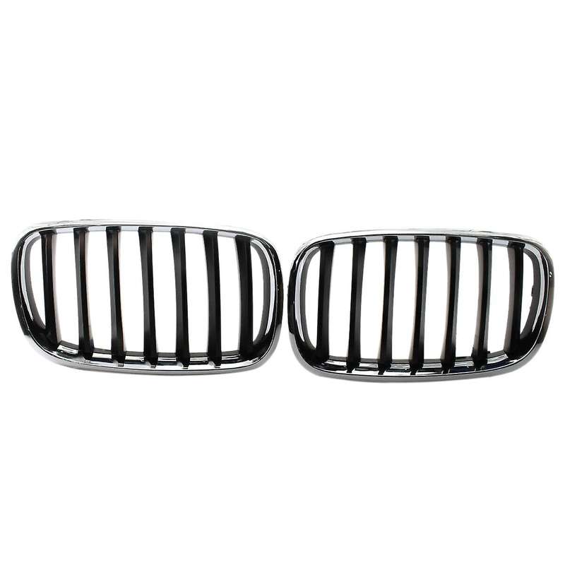 X5 X6 Grill Black+Chrome Frame Front Bumper Kidney Grille for - X5 E70 X6 E71 2007-2013 51137157687