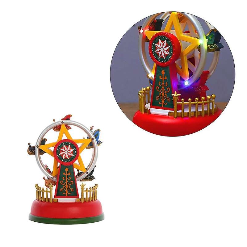 Xmas Glowing Music Carousel Ferris Wheel Christmas Gifts Decoration A