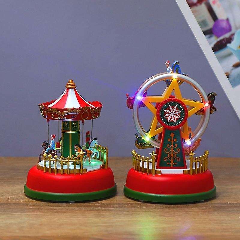 Xmas Glowing Music Carousel Ferris Wheel Christmas Gifts Decoration A