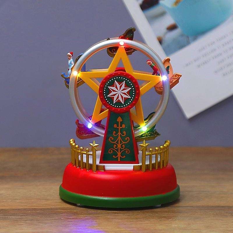 Xmas Glowing Music Carousel Ferris Wheel Christmas Gifts Decoration A