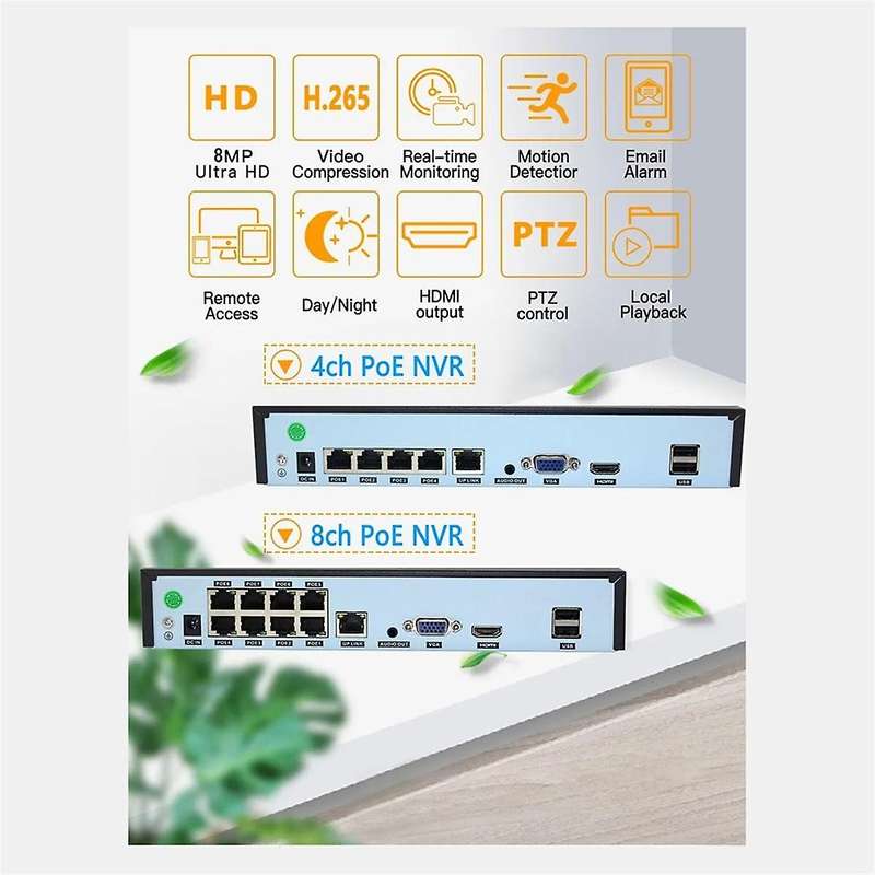Xmeye 4k 8ch Poe Nvr 8channel Video Recorder for 48v Poe 8mp 5mp Security Surveillance Ip Camera Fac