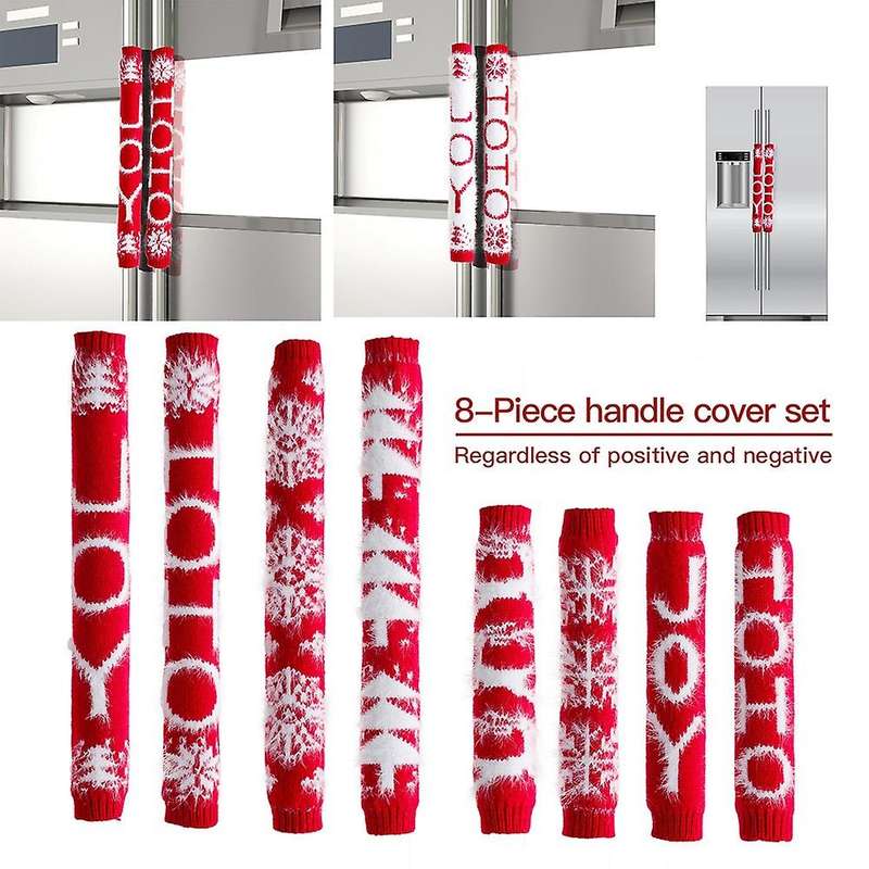 Xmas Refrigerator Handle Covers Decors Christmas Microwave Handle Protectors Sets Decorations for Ki