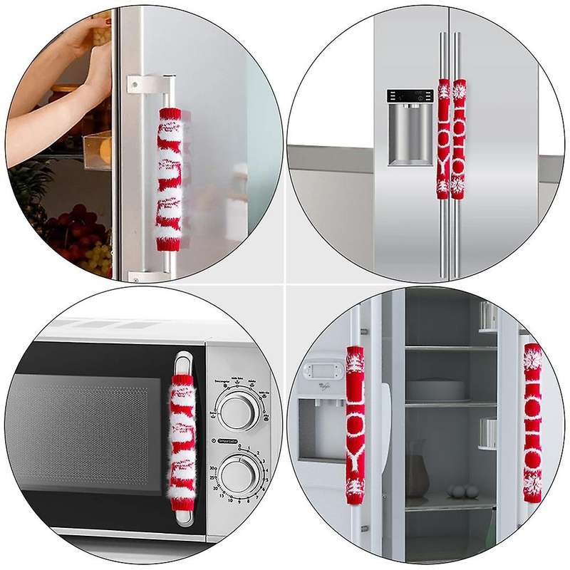 Xmas Refrigerator Handle Covers Decors Christmas Microwave Handle Protectors Sets Decorations for Ki