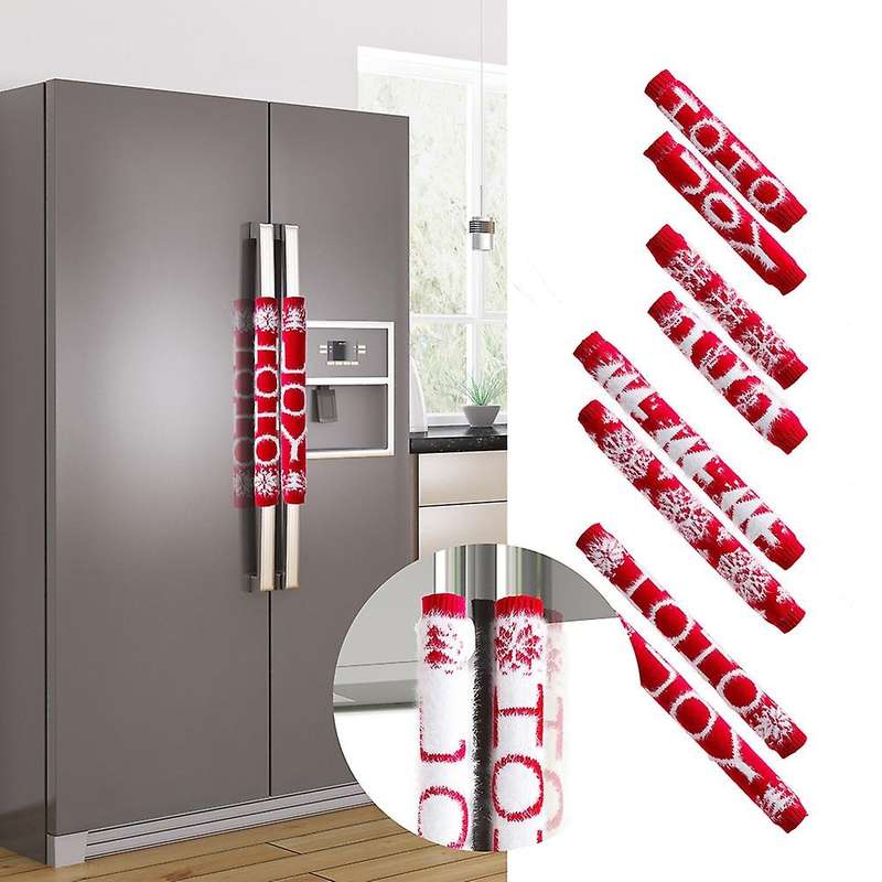 Xmas Refrigerator Handle Covers Decors Christmas Microwave Handle Protectors Sets Decorations for Ki
