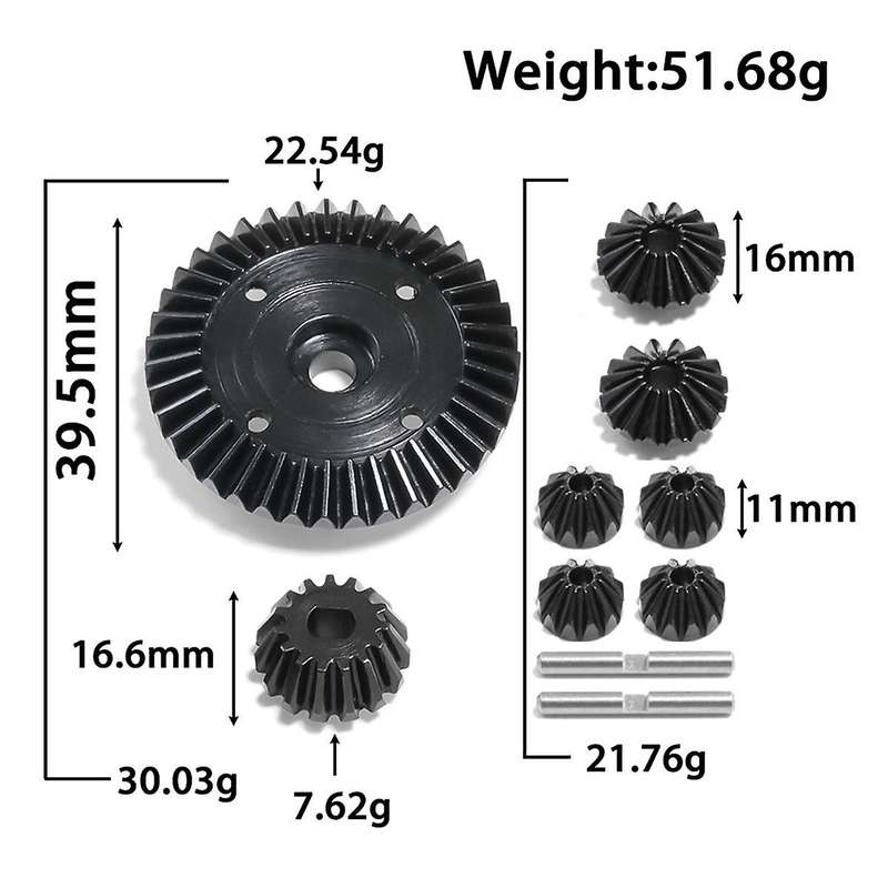 XV02 TT02 TT02B 45-Gauge Steel Complete Set of Differential Gear + Main Gear Set Steel Gear(B)