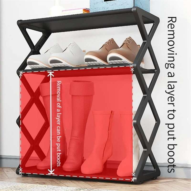 X-shaped Shoe Rack for Home Multifunctional Steel Assembly Shoecase for Students Dormitory Dustproo