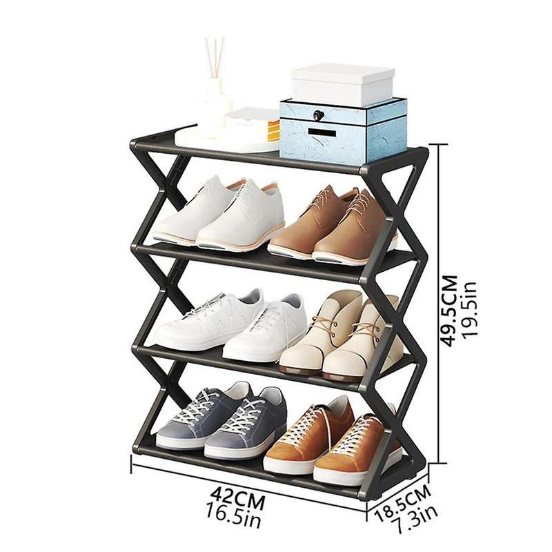 X-shaped Shoe Rack for Home Multifunctional Steel Assembly Shoecase for Students Dormitory Dustproo