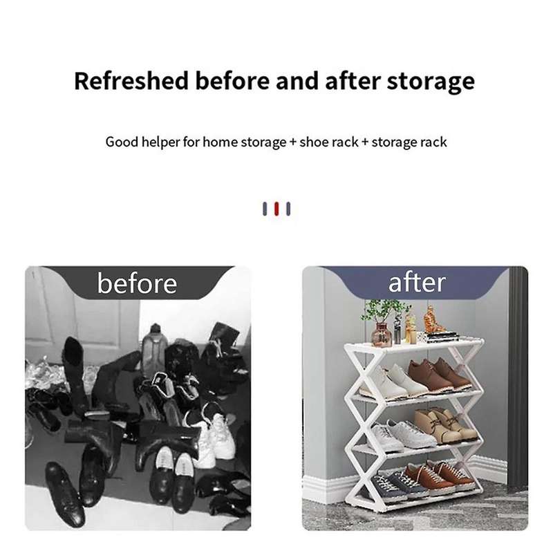 X-shaped Shoe Rack for Home Multifunctional Steel Assembly Shoecase for Students Dormitory Dustproo