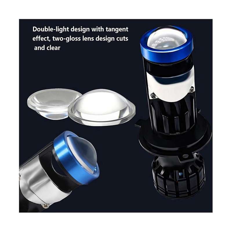 Y6d Fisheye Led Headlight Dual Light Lens White Motorcycle Spotlight H7 Car Headlight