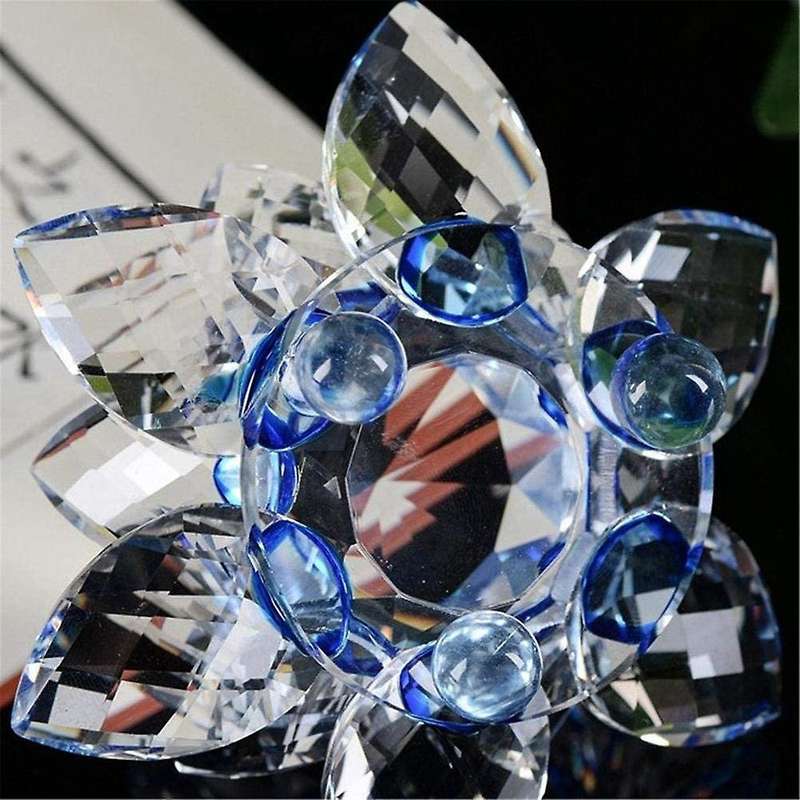 Yellow Crystal Flower Ornaments Crystal Lotus Interior Decoration Crystal Glass Lotus Ornaments (Lar