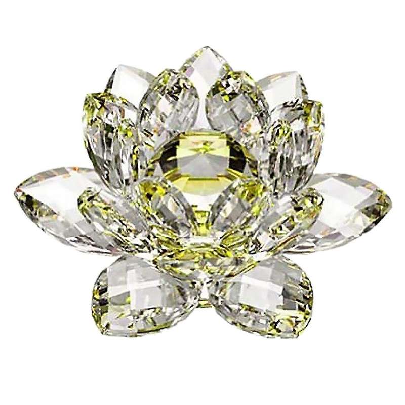 Yellow Crystal Flower Ornaments Crystal Lotus Interior Decoration Crystal Glass Lotus Ornaments (Lar