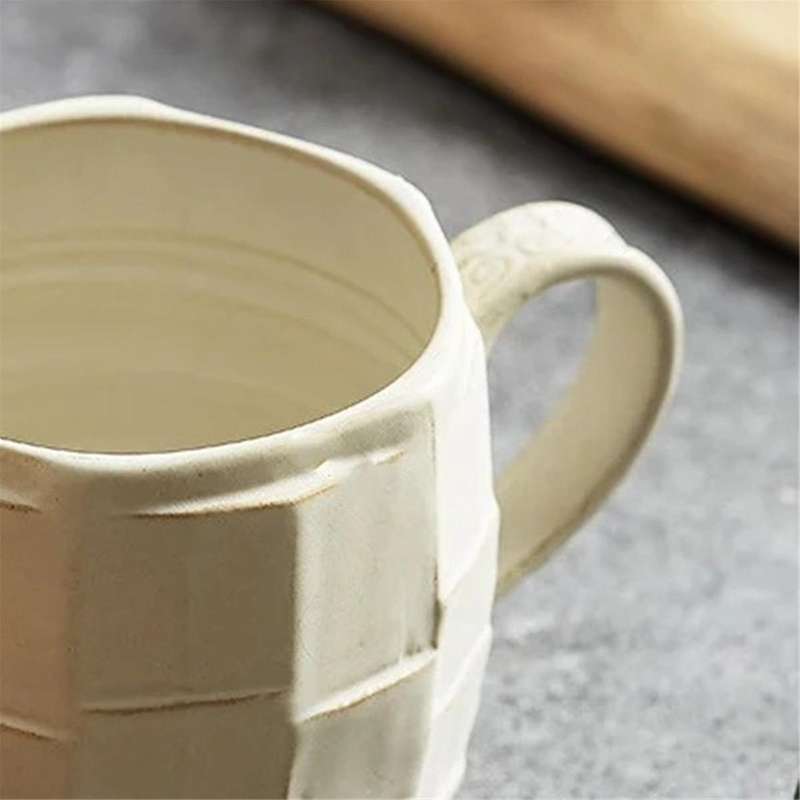 Yellow 420ml Retro Rough Pottery Coffee Cup Japanese Ceramic Mugs Milk Tea Cup Kitchen Breakfast Oa